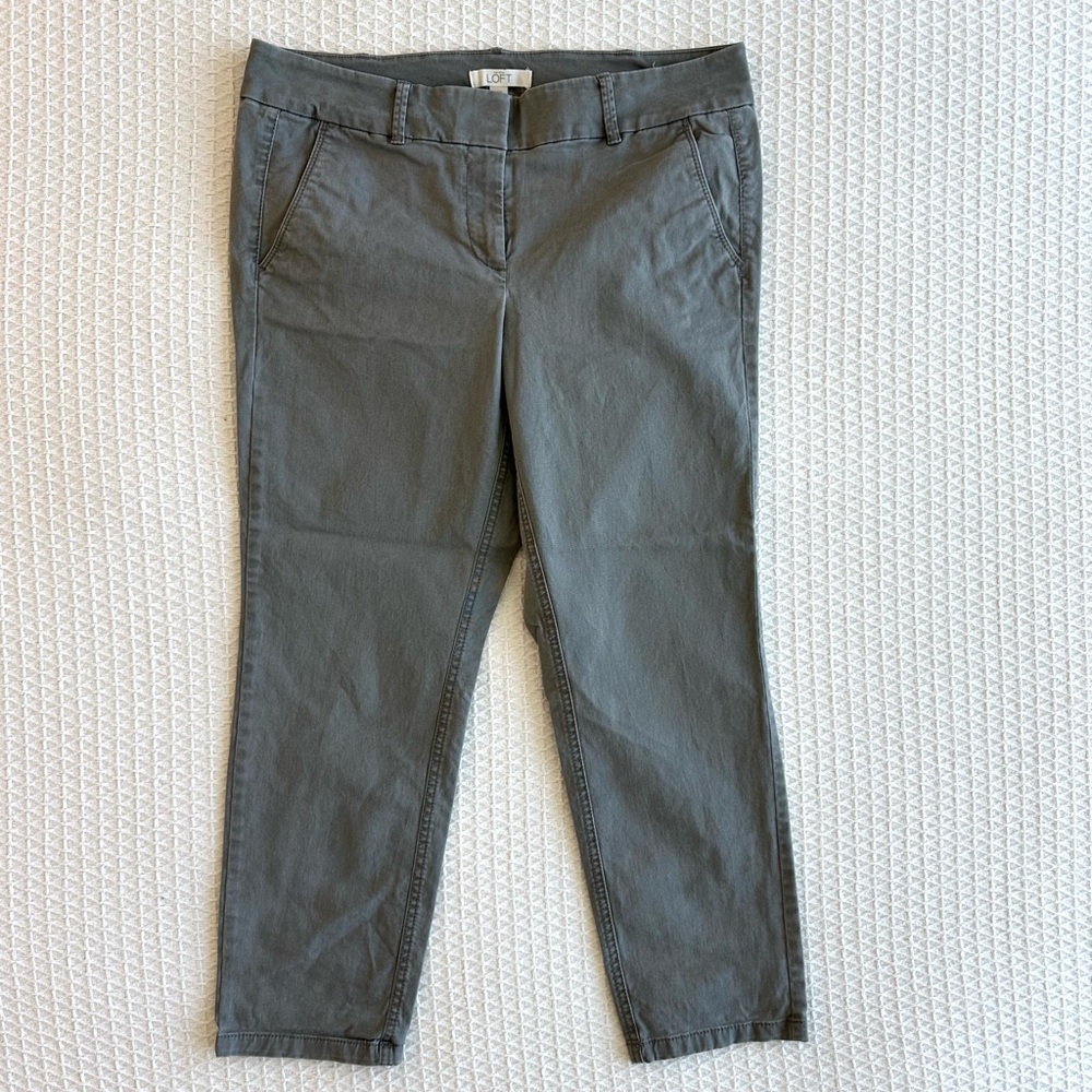 LOFT gray ankle straight chino cropped pants size 29 petite